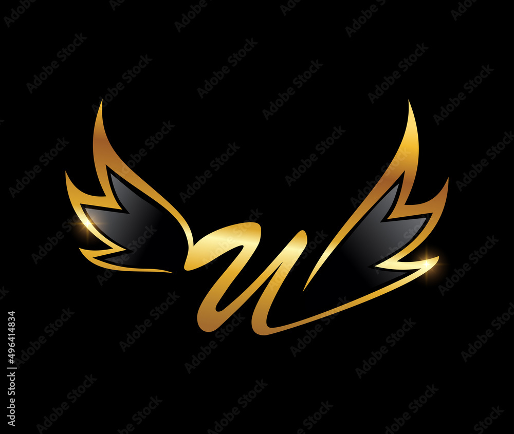 Golden Wings Monogram Logo Initial Letter U Golden Wings Monogram Logo Initial Letter U