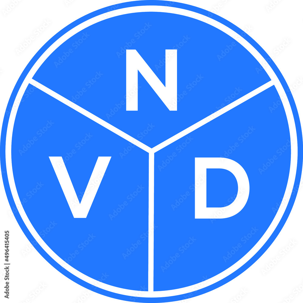 NVD letter logo design on white background. NVD creative circle letter logo concept. NVD letter design. NVD letter logo design on white background. NVD creative circle letter logo concept. NVD letter design.