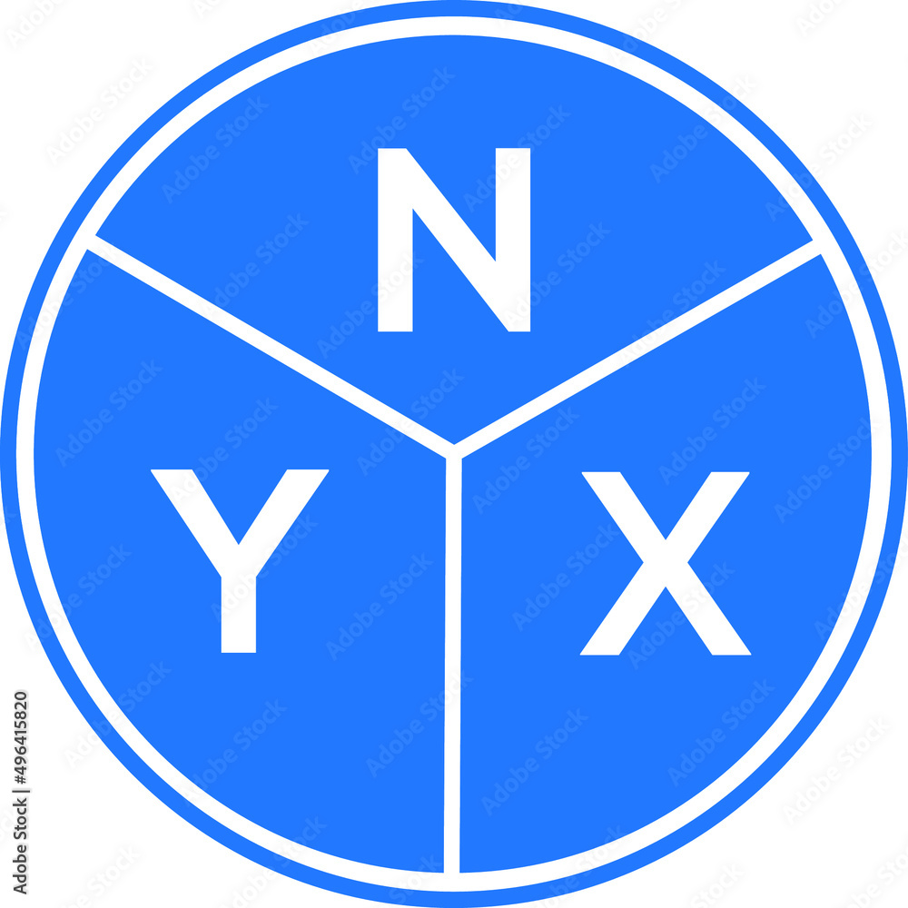 NYX letter logo design on white background. NYX creative circle letter logo concept. NYX letter design. NYX letter logo design on white background. NYX creative circle letter logo concept. NYX letter design.
