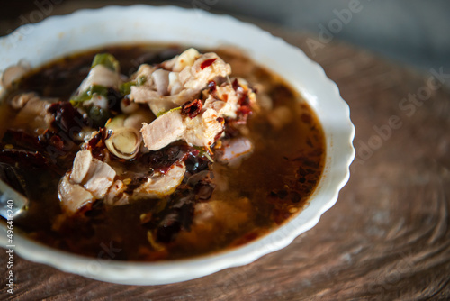 Hot and sour meat soup (Tom Yum) pork or chicken