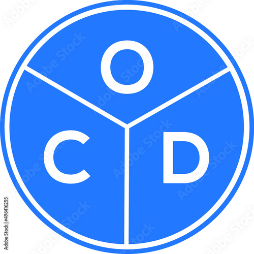 OCD letter logo design on white background. OCD  creative circle letter logo concept. OCD letter design.