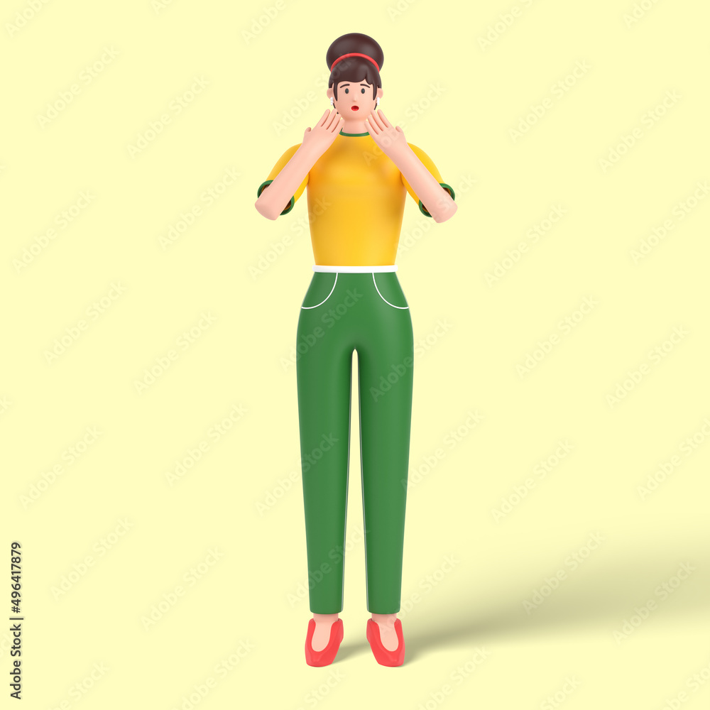 3d female character scared Expression 3d female character scared Expression