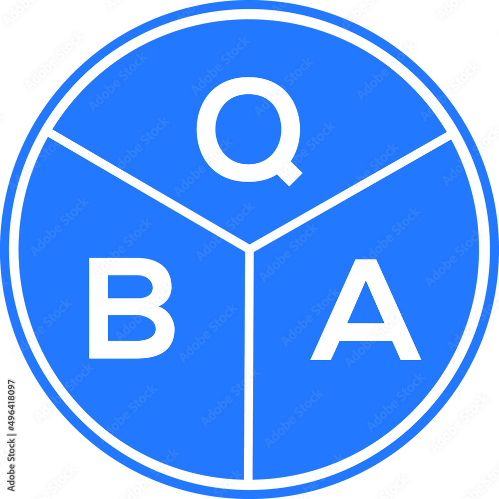 QBA letter logo design on white background. QBA creative circle letter logo concept. QBA letter design. QBA letter logo design on white background. QBA creative circle letter logo concept. QBA letter design.