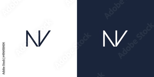 Modern and simple  letter NV initials logo design