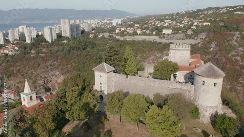 Trsat castle of old city port at the river Rijecina firth in Rijeka, Croatia