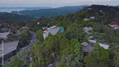 Aerial: Lopdell house in titirangi village, Auckland, New Zealand photo