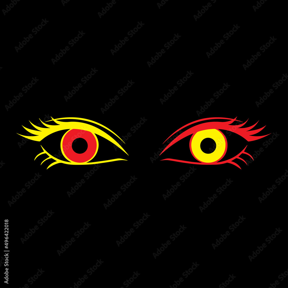 red and yellow eyes, vector design for logo or clothing