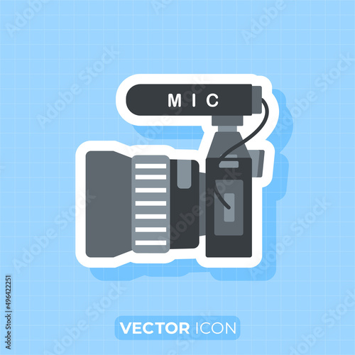 Camera with microphone icon, Flat design element.