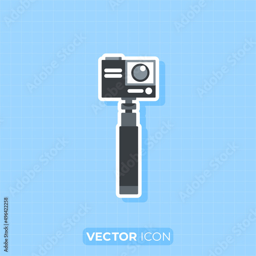 Action camera on the stabilizer icon, Flat design element.
