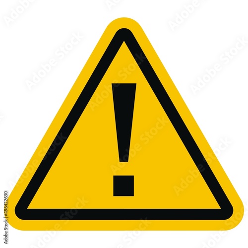 Danger sign, danger icon, yellow triangle sign with exclamation mark. Vector illustration on white background
