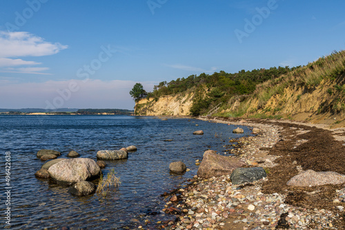 The Baltic Sea coast and cliffs near Reddevitzer Hoeft on Ruegen Island, Mecklenburg-Western Pomerania, Germany