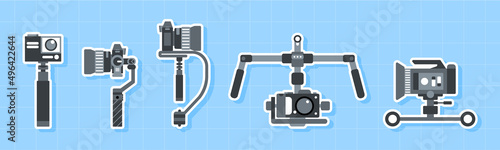 Handheld Steadicam Camera Stabilizer Icon set, Flat design element.