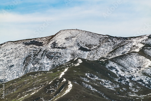 Melting snow on the slopes of the mountains