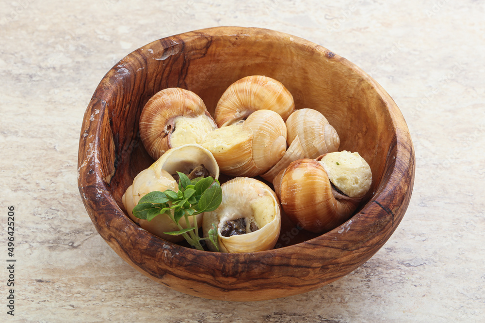 Delicous baked snail with butter - Escargot Delicous baked snail with butter - Escargot
