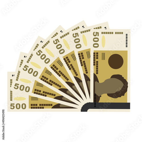 Norwegian Krone Vector Illustration. Norway money set bundle banknotes. Paper money 500 kr. Flat style. Isolated on white background. Simple minimal design.