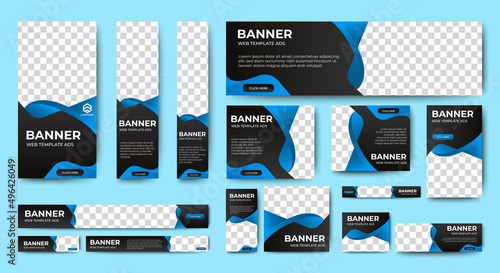 set of creative web banners of standard size with a place for photos. Business ad banner. Vertical, horizontal and square template