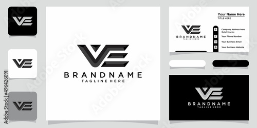 Initial letter VE Logo with business card design