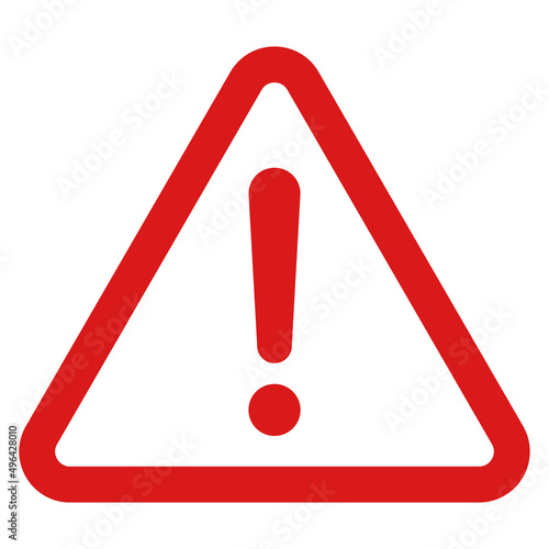 Sign attention warning error danger, red triangle with exclamation mark, caution accident, alarm alert
