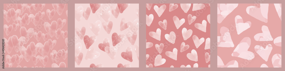 seamless mixed pink heart pattern background Stock Vector | Adobe Stock
