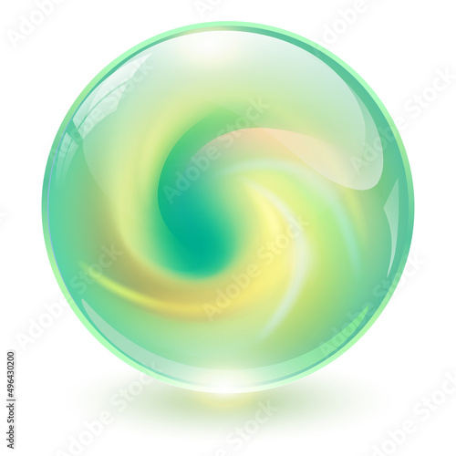 3D crystal, glass sphere wi...