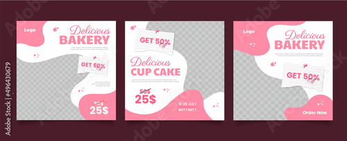 Sweet cake and dessert banner for social media post template.