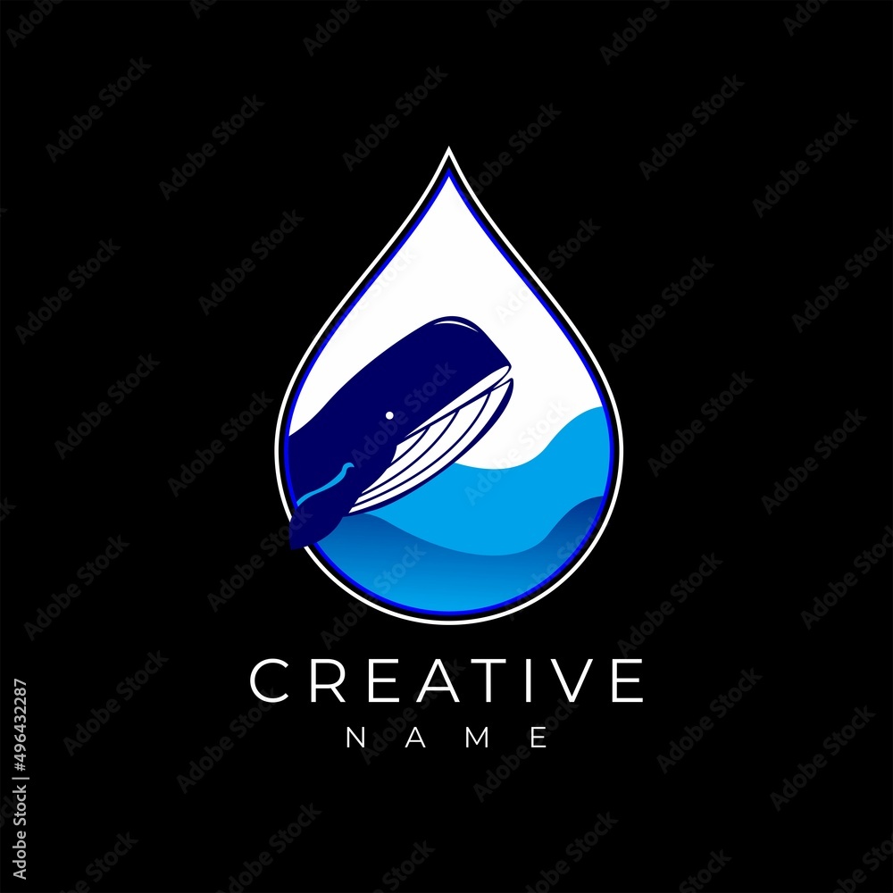 whale logo vector design in water and circle Stock Vector | Adobe Stock