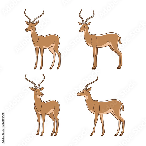 Antelope icon set. Different type of animal. Vector illustration for emblem  badge  insignia.