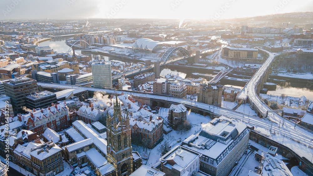 Snow-covered Newcastle upon Tyne