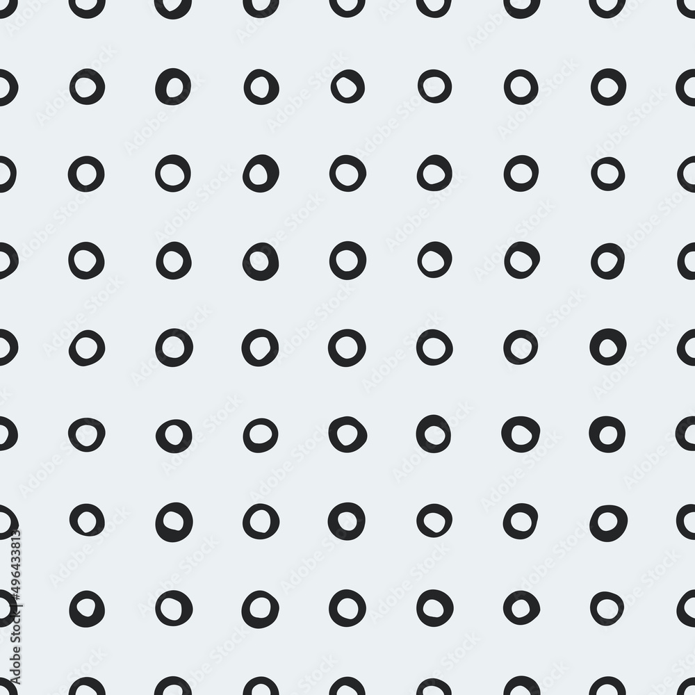 Grid of black rings. A vector of black dotted rings creating a seamless pattern.