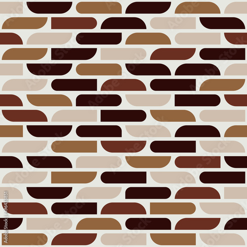 Coffee shapes on a seamless pattern. Vector of brown coffee geometric shapes on seamless pattern.