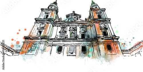 sketch of the dom of Salzburg