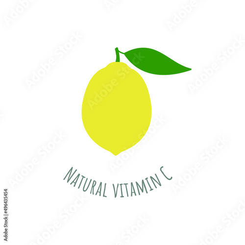 Lemon natural vitamin C concept. Fruit ingredient for skin and health. Vector