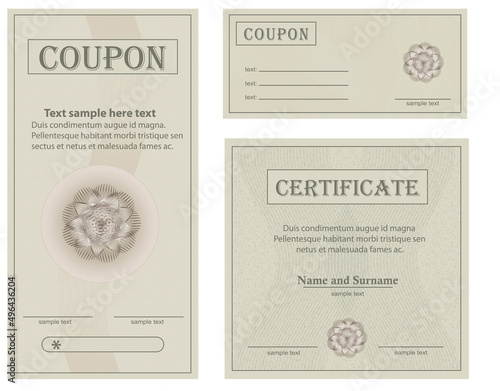 Gift certificate guilloche pattern template collection