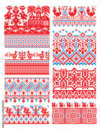 Slavic ornament element set vector illustration