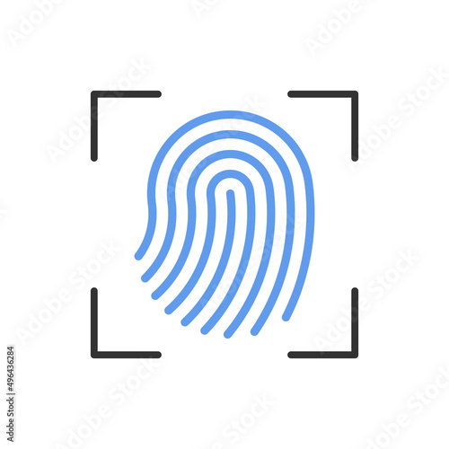 Fingerprint scan black and blue vector icon