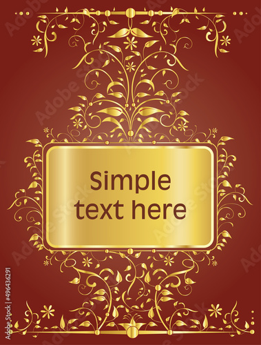 Vector floral gothic red and gold vintage background for text