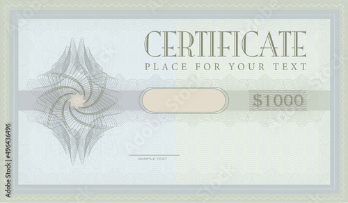 Vector template guilloche pattern template for gift certificate and bill protection