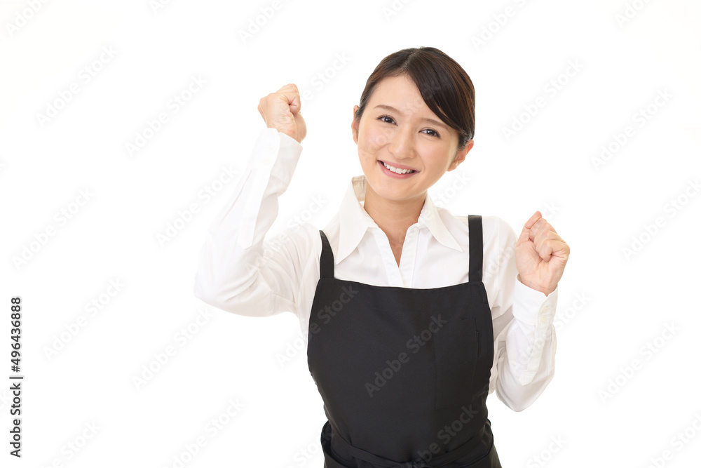 エプロンを着た女性