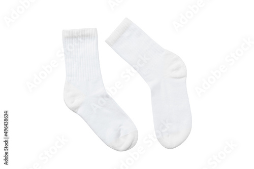White cotton socks mockup for design on white background photo
