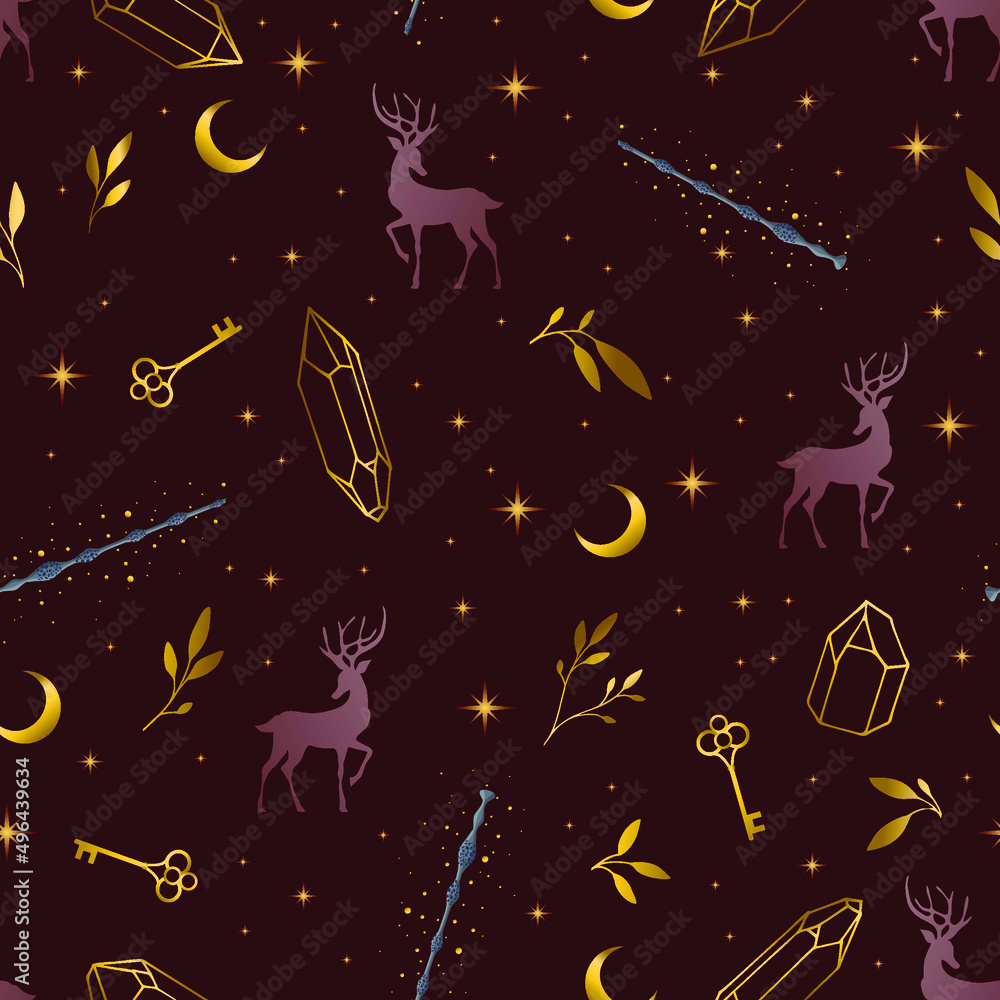 Naklejka premium Magic seamless pattern. Contemporary composition. Trendy texture for print, textile, packaging.