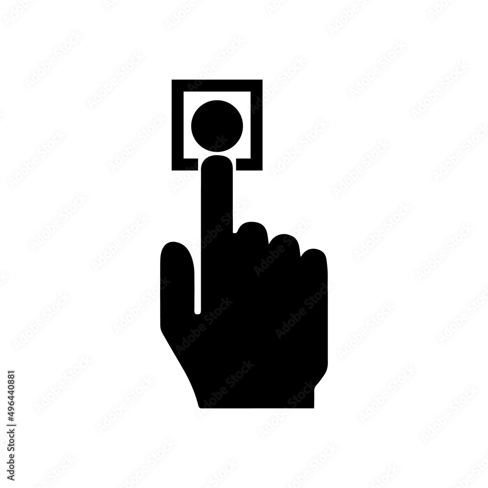 Press button icon. Vector illustration of finger touch. Push button