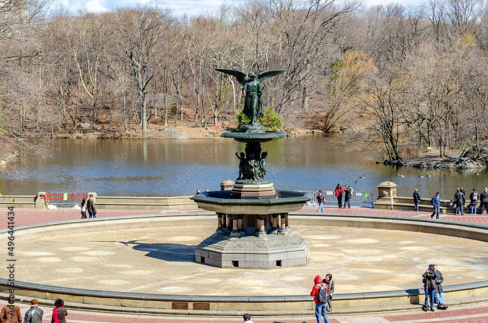 Tourists bethesda terrace central park hi-res stock photography