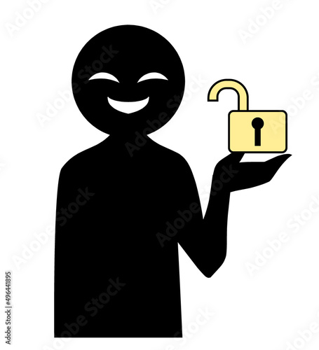 セキュリティーを解除する悪人のイメージの素材