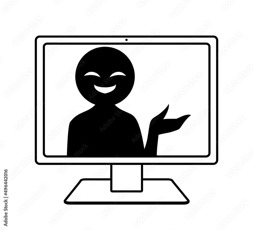 パソコンの画面に怪しい人がうつっているイメージの素材 パソコンの画面に怪しい人がうつっているイメージの素材