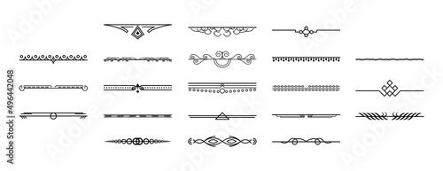 Set Black Simple Line Collection Doodle Border Elements Vector Design Style Sketch Isolated Illustration For Banner