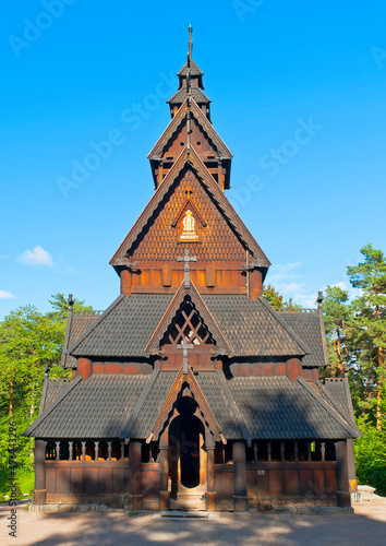 OSLO, NORWAY - AUGUST 29, 2016: The Stave Church from Gol in Norwegian Folk Museum  ( The Norwegian Museum of Cultural History ) in Oslo