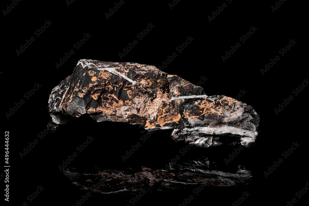 Macro Close up image of raw material Manganese Ore rock isolated Macro Close up image of raw material Manganese Ore rock isolated