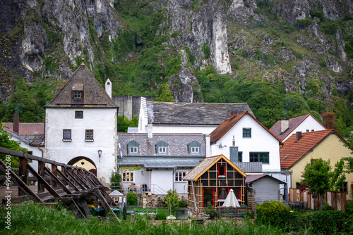 Idyllic view of the village of Markt Essing in Bavaria, Germany in the Altmühltal on a sunny day in spring photo