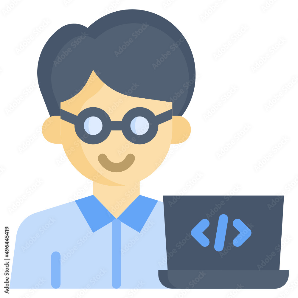 PROGRAMMER flat icon,linear,outline,graphic,illustration