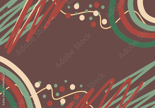 Abstract horizontal background with careless geometric lines and smooth waves and dots